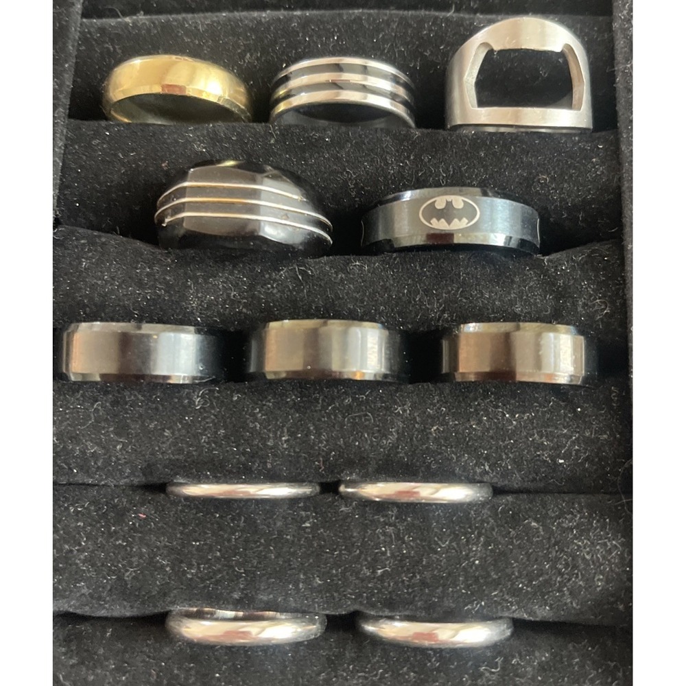 Lot of 12 Stainless Steel Rings Men and Women Goth Fashion Rings Mixed Sizes